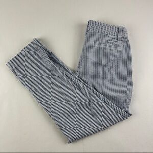 Lands End Chino Pants Womens Size 4 Mid Rise Slim Leg White Blue Striped